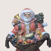 1990s Hand Painted Ceramic Santa Figure