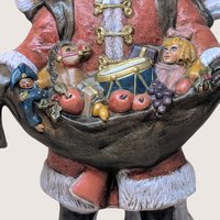1990s Hand Painted Ceramic Santa Figure