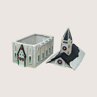 1995 Claire Burke Ceramic Christmas Memories Church Tealight Holder 