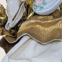 1990s Paper Mache and Metallic Gold Fabric Angel Ornament