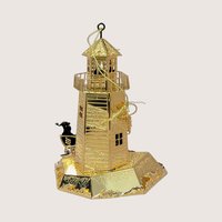 1998 Danbury Mint 23kt Gold Plated North Pole Lighthouse Ornament