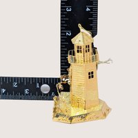 1998 Danbury Mint 23kt Gold Plated North Pole Lighthouse Ornament