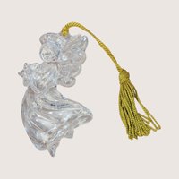 1990s Gorham Crystal Angel Holding Star Ornament