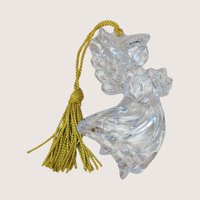 1990s Gorham Crystal Angel Holding Star Ornament