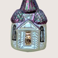 1990s Christopher Radko Blown Glass Church Ornament