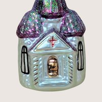 1990s Christopher Radko Blown Glass Church Ornament