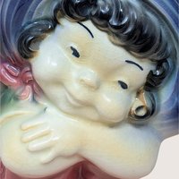 1950s Royal Copley Blue Bonnet Girl Planter Pair
