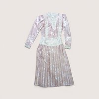 1980s Scott McClintock Pink Jacquard Pleated Dress