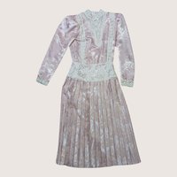 1980s Scott McClintock Pink Satin Jacquard Dress