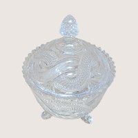 1960s Vintage Crystal Covered Candy Dish with Serpentine Pattern