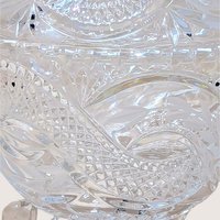 1960s Vintage Crystal Covered Candy Dish with Serpentine Pattern