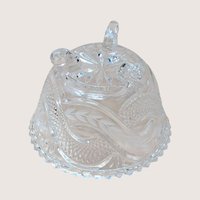 1960s Vintage Crystal Covered Candy Dish with Serpentine Pattern