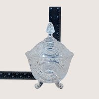 1960s Vintage Crystal Covered Candy Dish with Serpentine Pattern