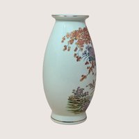 1950s Meito China Japanese Porcelain Satsuma Style Pheasant Floral Vase