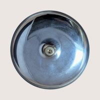 1940s Vintage Art Deco Clear Swirl Glass Vanity Dresser Jar with Chrome Lid