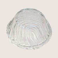 1940s Vintage Art Deco Clear Swirl Glass Vanity Dresser Jar with Chrome Lid