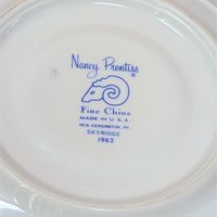 1962 Nancy Prentiss Blue Twilight Fine China Tea Cup and Saucer Set of 6