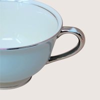 1962 Nancy Prentiss Blue Twilight Fine China Tea Cup and Saucer Set of 6