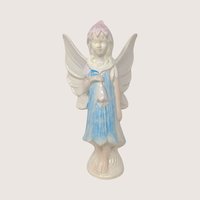 1970s Vintage Hand Painted Ceramic Pastel Fairy Figurine