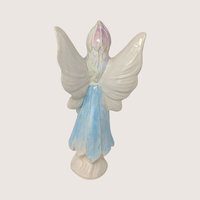 1970s Vintage Hand Painted Ceramic Pastel Fairy Figurine