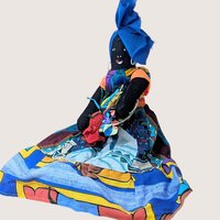 1970s Vintage Handmade Caribbean Folk Art Cloth Doll