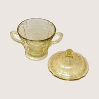 1930s Federal Glass Madrid Pattern Sugar Bowl and Creamer Set