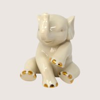 1980s Lenox Porcelain Elephant Figurine with Gold Accents