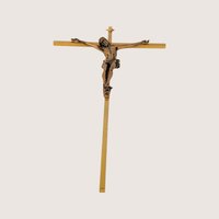 1960s Modernist Brass Tone Crucifix Wall Hanging