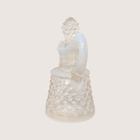 1950s Fenton White Opalescent Hobnail Glass Cruet with Stopper
