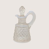 1950s Fenton White Opalescent Hobnail Glass Cruet with Stopper