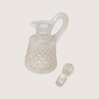 1950s Fenton White Opalescent Hobnail Glass Cruet with Stopper