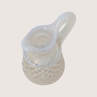 1950s Fenton White Opalescent Hobnail Glass Cruet with Stopper