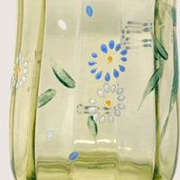 1900s Beaumont Glass Uranium Glass Floral Vase EAPG 