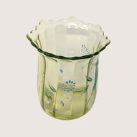 1900s Beaumont Glass Uranium Glass Floral Vase EAPG 