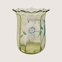 1900s Beaumont Glass Uranium Glass Floral Vase EAPG 