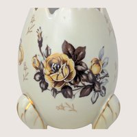 1960s Napcoware Ceramic Three Footed Egg Vase Yellow Rose