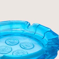 1960s Fostoria Blue Coin Glass Round Ashtray Round