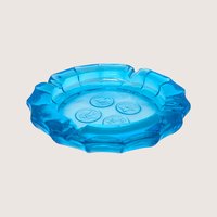 1960s Fostoria Blue Coin Glass Round Ashtray Round