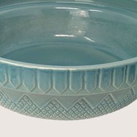 1990s Coche Portugal Stoneware Bowl Teal Blue Serving Dish