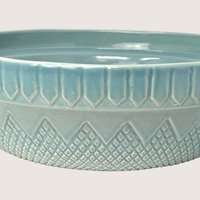 1990s Coche Portugal Stoneware Bowl Teal Blue Serving Dish