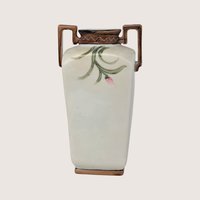 Antique Nippon Floral Porcelain Hand Painted Two Handle Urn Vase 