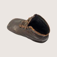 1950s Vintage Bronze Clad Baby Shoe Sculptural Metal Paperweight