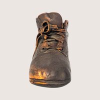 1950s Vintage Bronze Clad Baby Shoe Sculptural Metal Paperweight