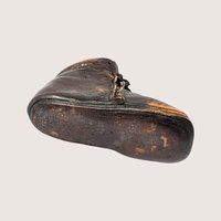1950s Vintage Bronze Clad Baby Shoe Sculptural Metal Paperweight