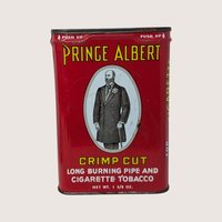 EMPTY 1950s Prince Albert Crimp Cut Tobacco Tins Advertisement Pair