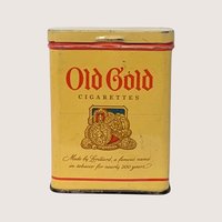 EMPTY 1940s Old Gold Cigarette Tin Can Vintage Lorillard Advertising
