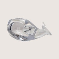 1970s Daum Nancy Glass Minimalist Style Whale Figurine