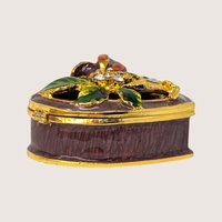 1990s Heart Enameled Floral Trinket Box 