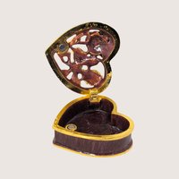 1990s Heart Enameled Floral Trinket Box 
