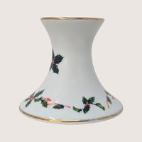 1980s Lefton Ceramic Holly Berry Candlestick Holder Pair